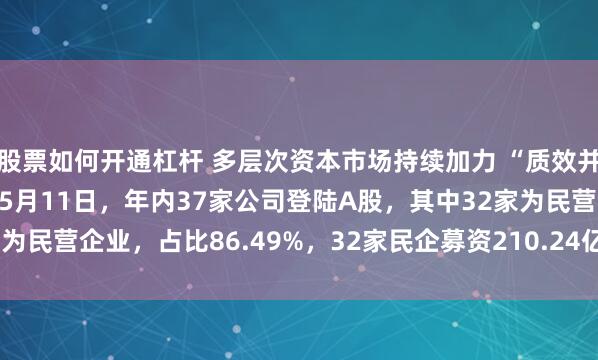 股票如何开通杠杆 多层次资本市场持续加力 “质效并重”支持民企发展 截至5月11日，年内37家公司登陆A股，其中32家为民营企业，占比86.49%，32家民企募资210.24亿元，占比84.96%